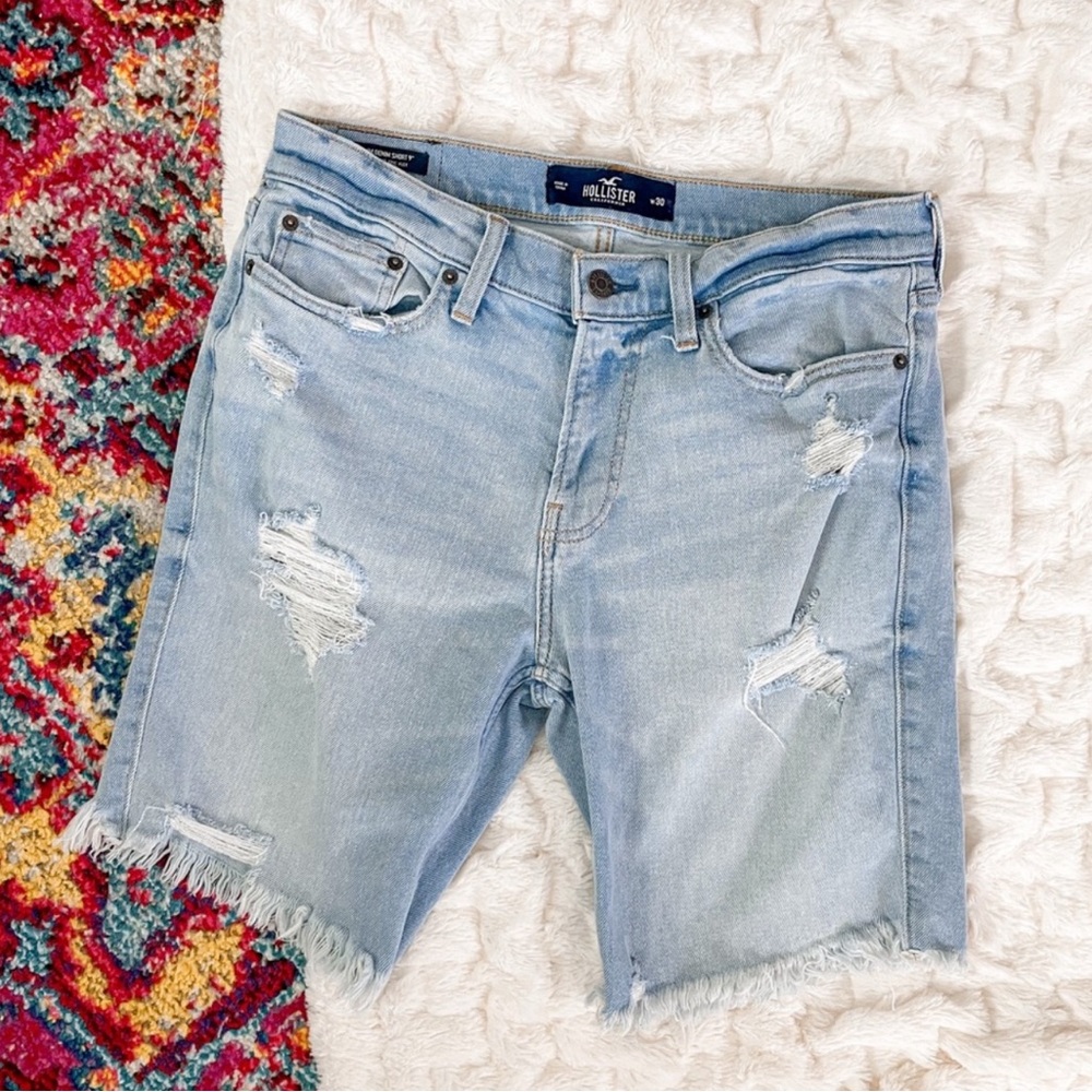 Men's Hollister Slim Denim Short 9" Light Wash Size 30